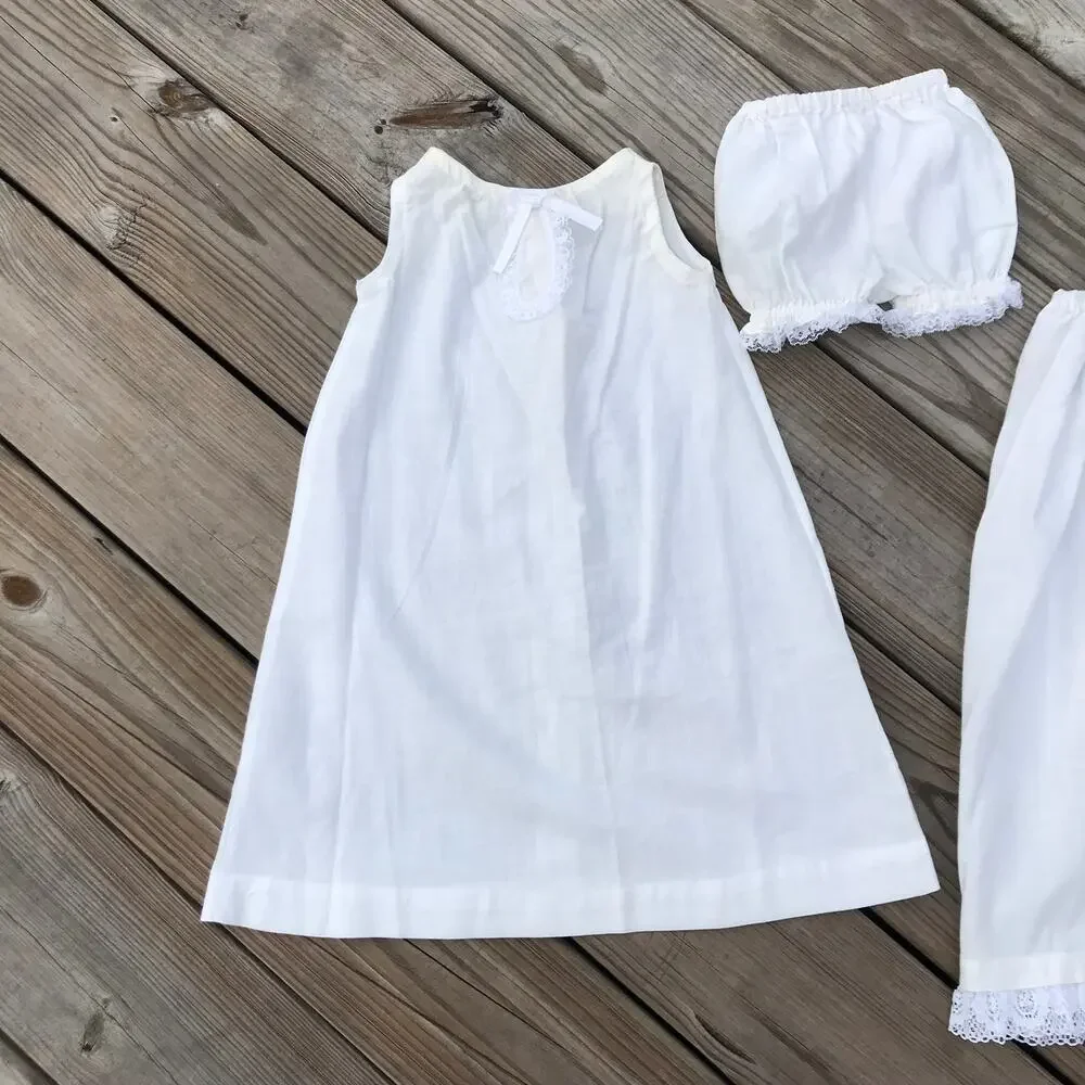 Victorian Handmade Baby Christening 3 piece gown set